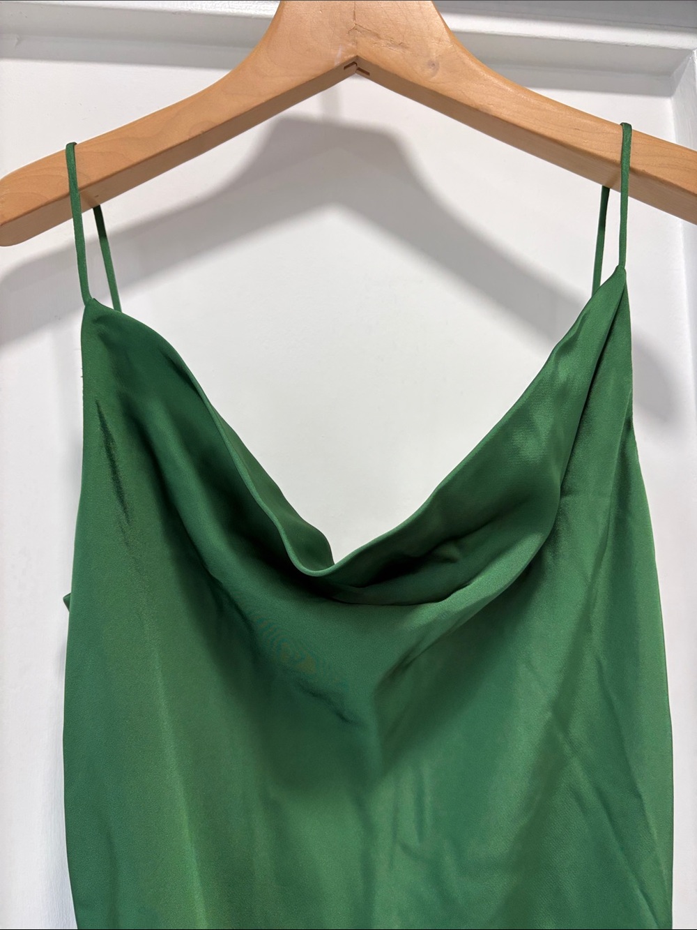 Ann Taylor Green Silky Cowl Neck Maxi Slip Dress Size 8 - Picture 3 of 8